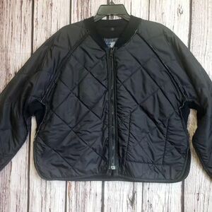 Trendy Black Quilted Bomber Jacket